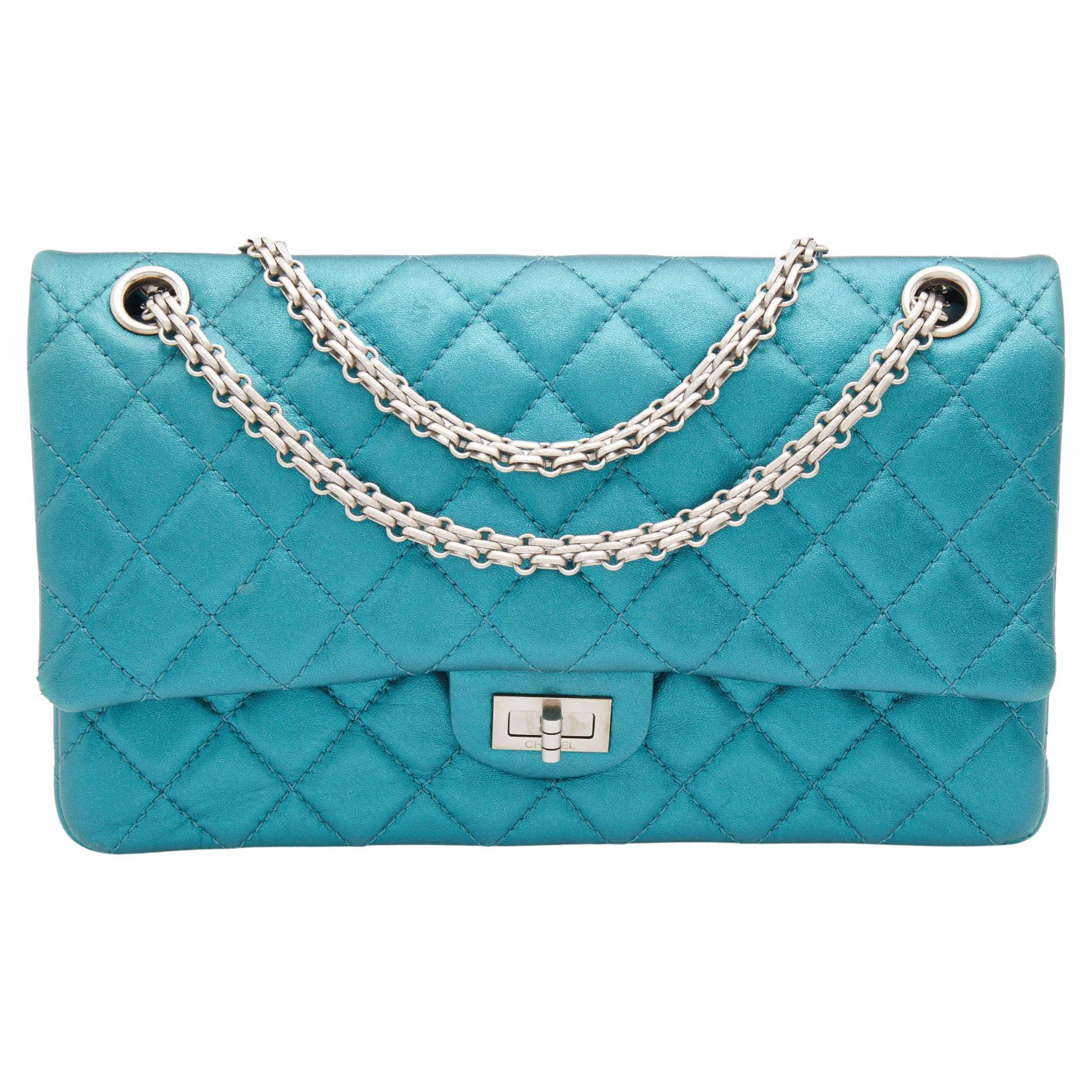 Chanel Metallic Teal Blue Quilted Leather Reissue 2.55 Classic 226 Flap Bag