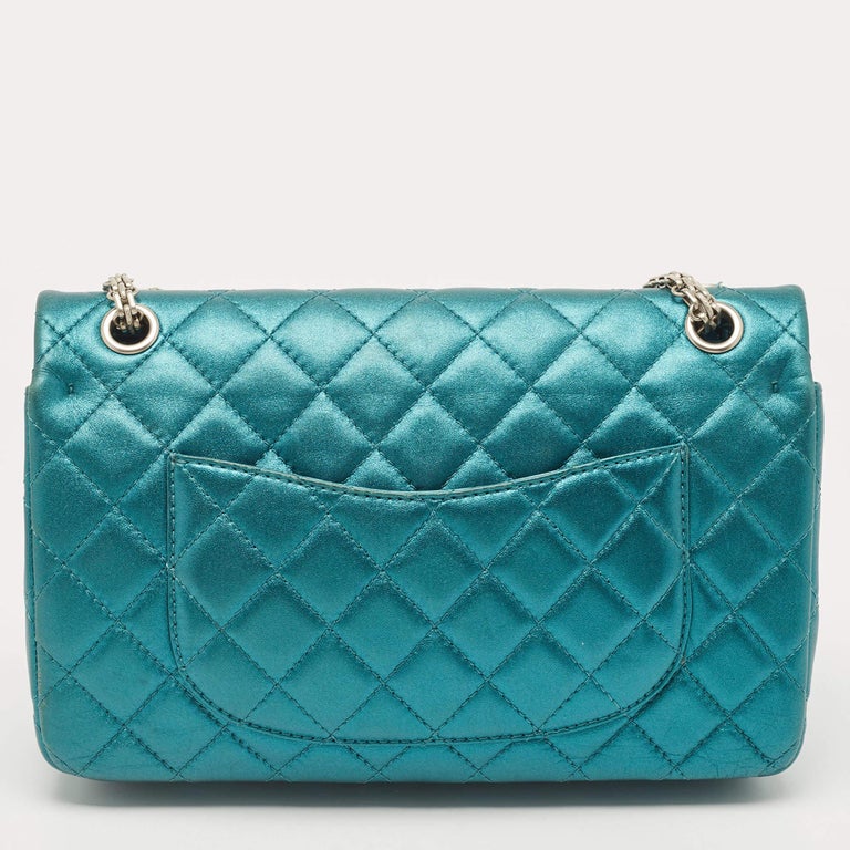 Chanel Metallic Teal Green Quilted Leather Reissue 2.55 Classic 226 Flap Bag  For Sale at 1stDibs