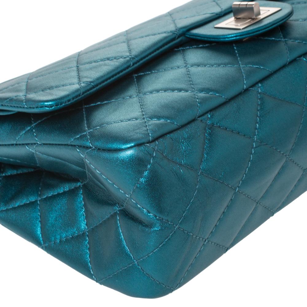 Chanel Metallic Teal Quilted Leather Jumbo Reissue 2.55 Classic 227 Flap Bag 4