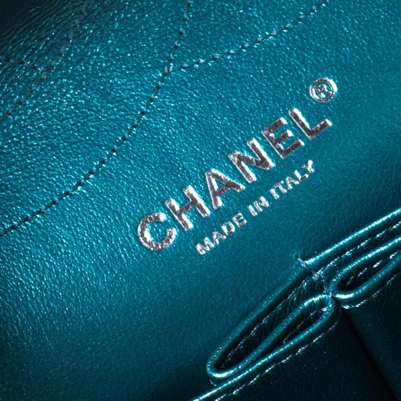 Chanel Metallic Teal Quilted Leather Jumbo Reissue 2.55 Classic 227 Flap Bag 5