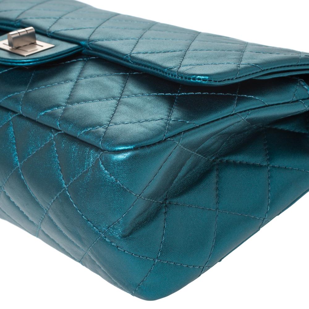 Chanel Metallic Teal Quilted Leather Jumbo Reissue 2.55 Classic 227 Flap Bag 3