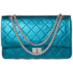 Chanel Metallic Teal Quilted Leather Jumbo Reissue 2.55 Classic 227 Flap Bag