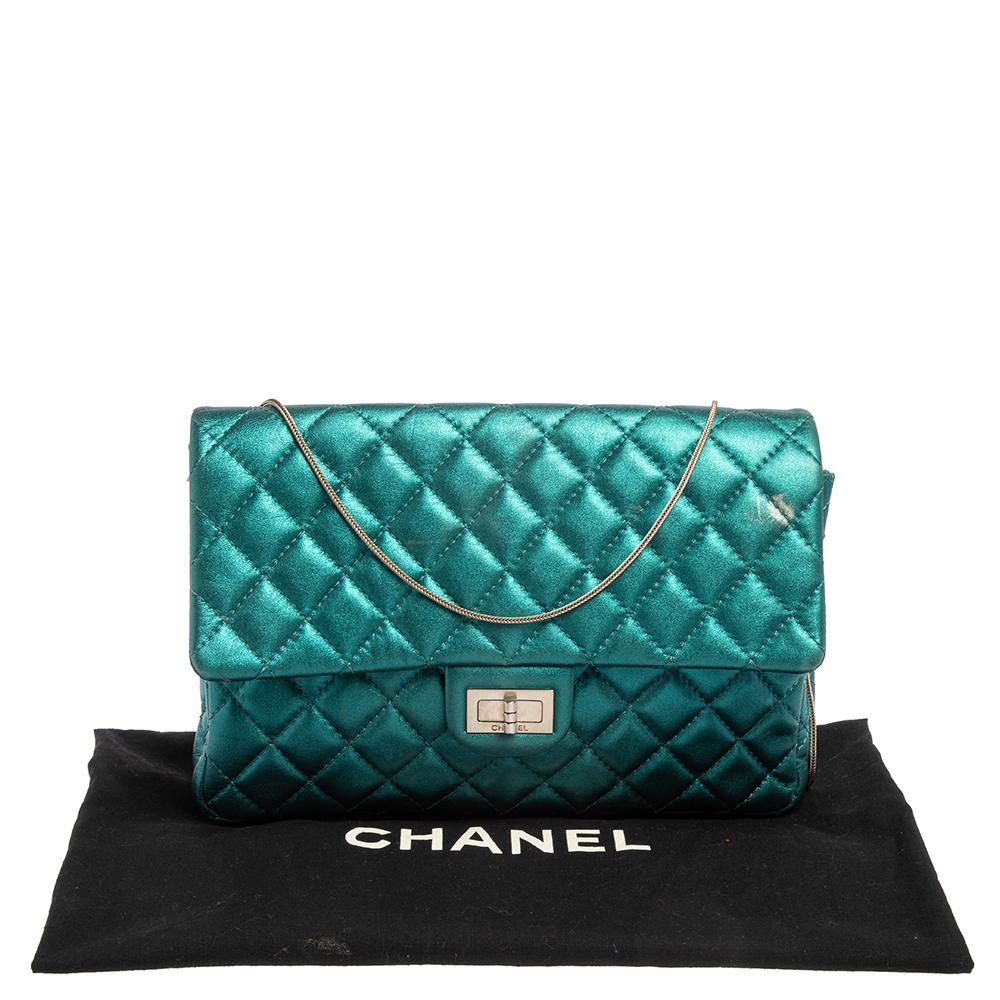 Chanel Metallic Teal Gestepptes Leder Reissue 2.55 Classic 226 Klappentasche 9