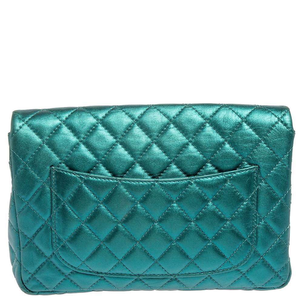 Blue Chanel Metallic Teal Quilted Leather Reissue 2.55 Classic 226 Flap Bag