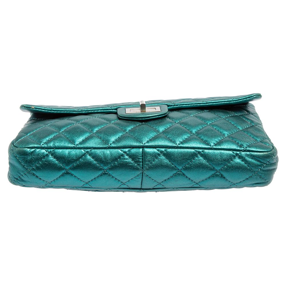 Chanel Metallic Teal Gestepptes Leder Reissue 2.55 Classic 226 Klappentasche Damen