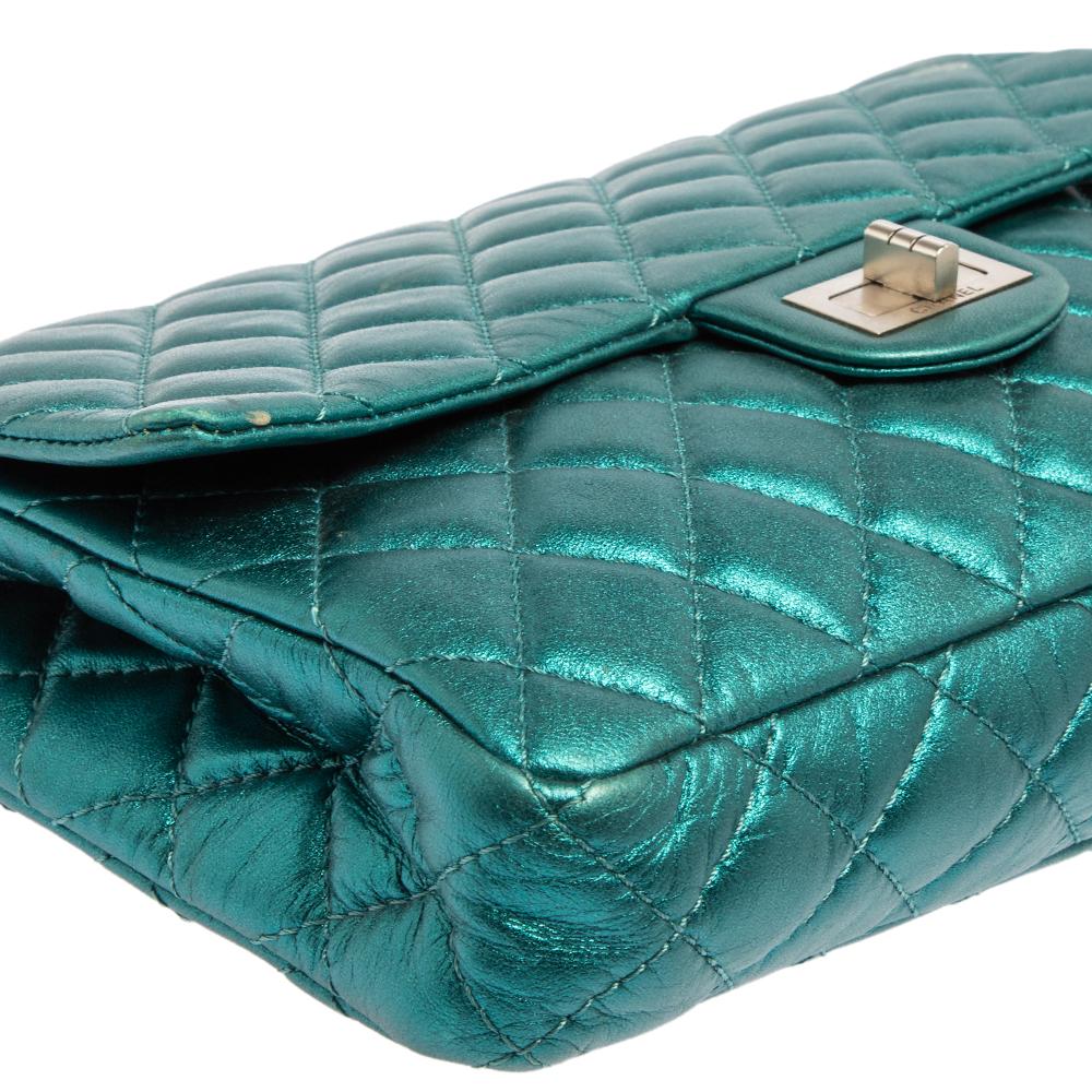 Chanel Metallic Teal Gestepptes Leder Reissue 2.55 Classic 226 Klappentasche 3