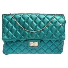 Chanel Metallic Teal Gestepptes Leder Reissue 2.55 Classic 226 Klappentasche