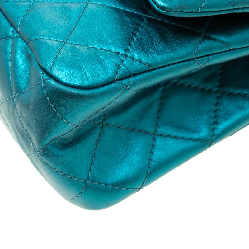 Chanel Metallic Turquoise Quilted Jumbo Reissue 2.55 Classic 227 Flap Bag 2