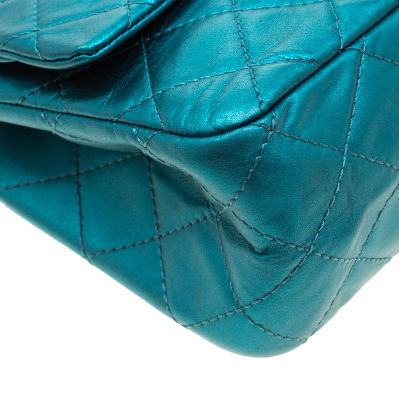 Chanel Metallic Turquoise Quilted Leather Jumbo 2.55 Reissue Classic 227 Flap Ba 6