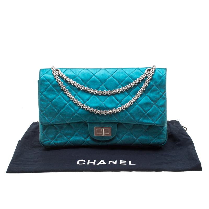 Chanel Metallic Turquoise Quilted Leather Jumbo 2.55 Reissue Classic 227 Flap Ba 7