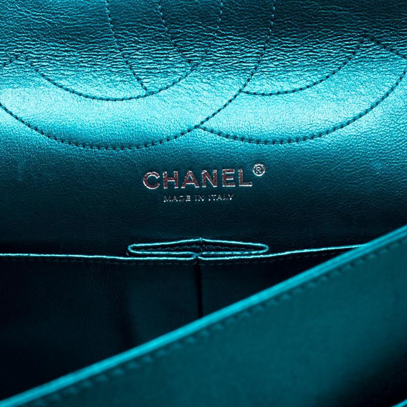 Chanel Metallic Turquoise Quilted Leather Jumbo 2.55 Reissue Classic 227 Flap Ba 2