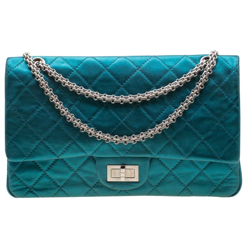 Chanel Metallic Turquoise Quilted Leather Jumbo 2.55 Reissue Classic 227 Flap Ba