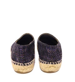 Chanel Metallic Tweed and CC Cap Toe Espadrilles Size EU 36