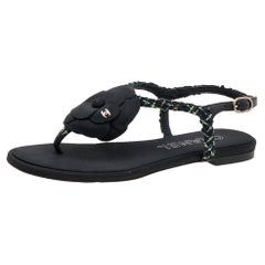 Chanel Thong Sandal - 10 For Sale on 1stDibs  chanel thong slippers, chanel  thongs sandals, chanel black thong sandals cc logo