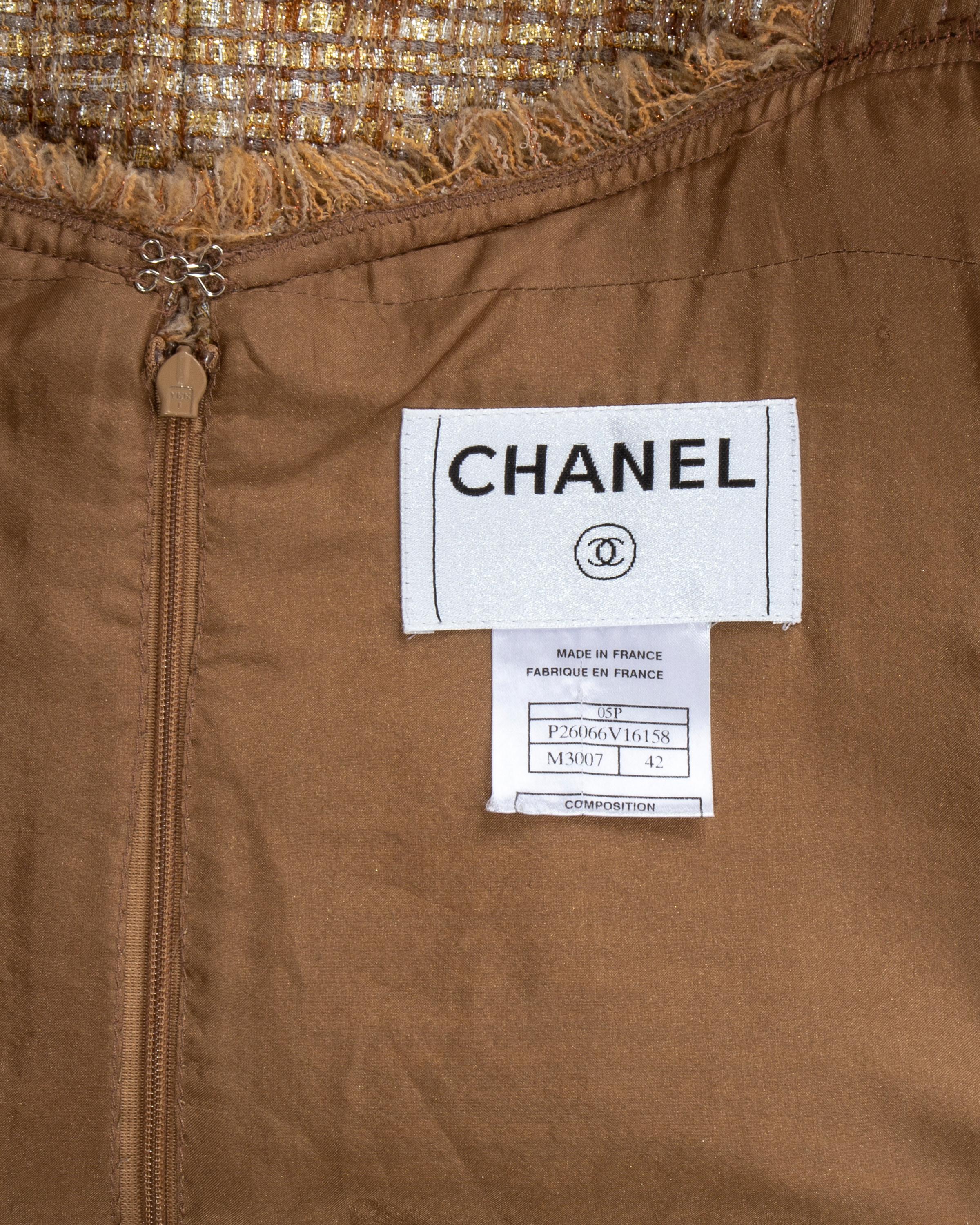 Brown Chanel metallic tweed dress ss 2005