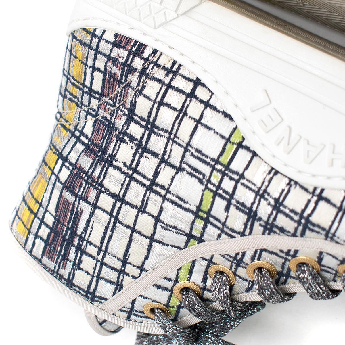 Women's Chanel Metallic Tweed High-Top Sneakers 39