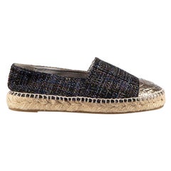 Chanel Metallic Tweed Interlocking CC Espadrilles Size IT 37
