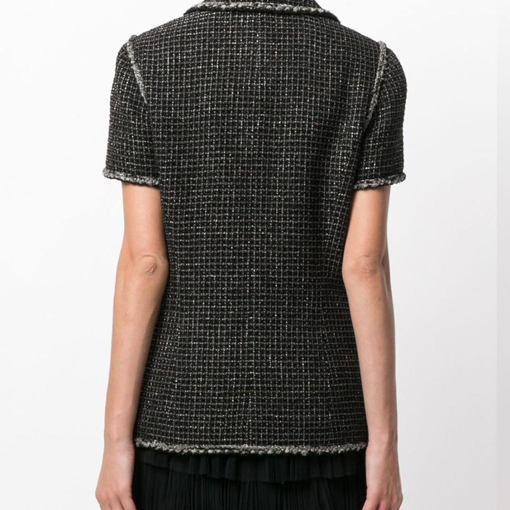 Black Chanel Metallic Tweed Jacket