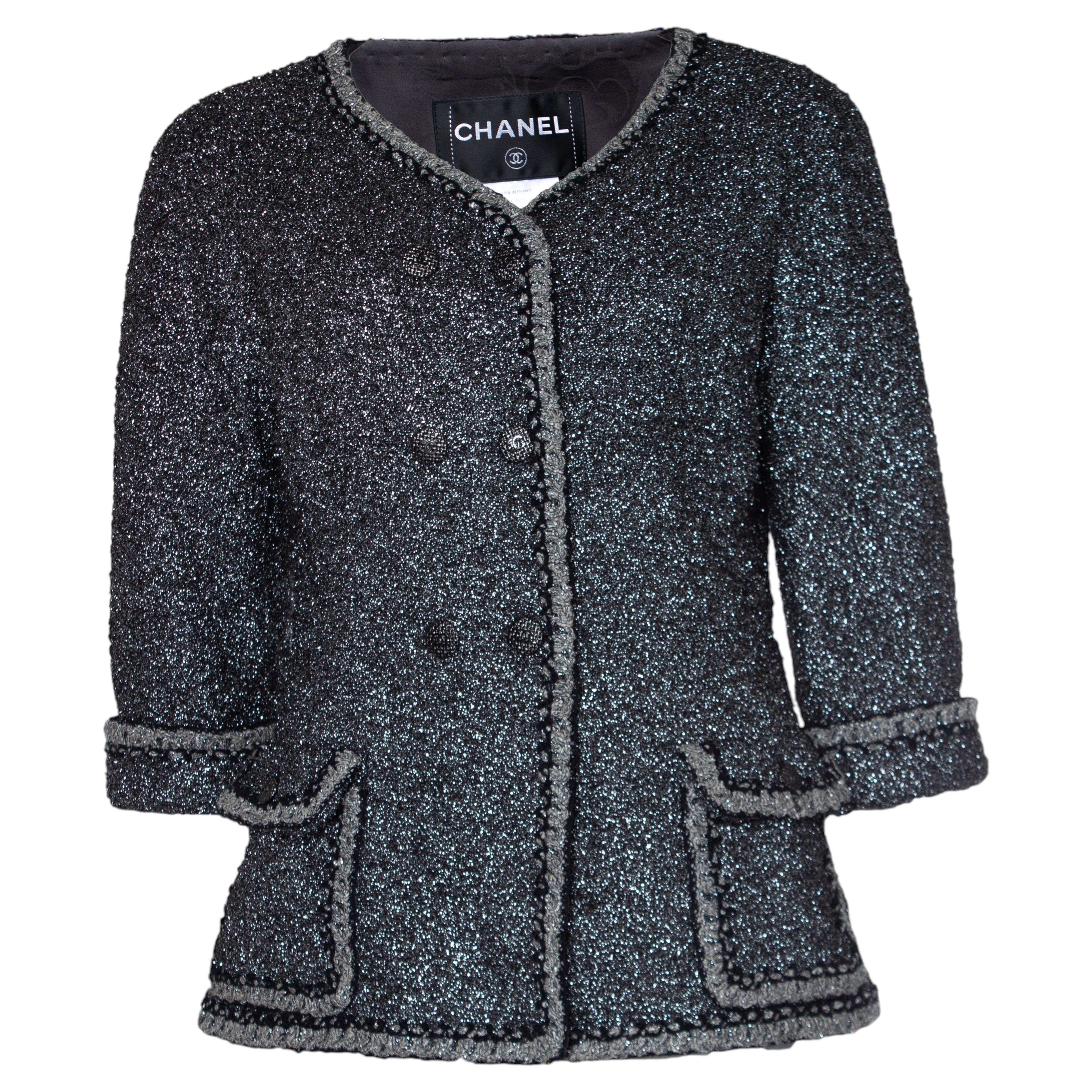 Chanel, Metallic tweed jacket For Sale