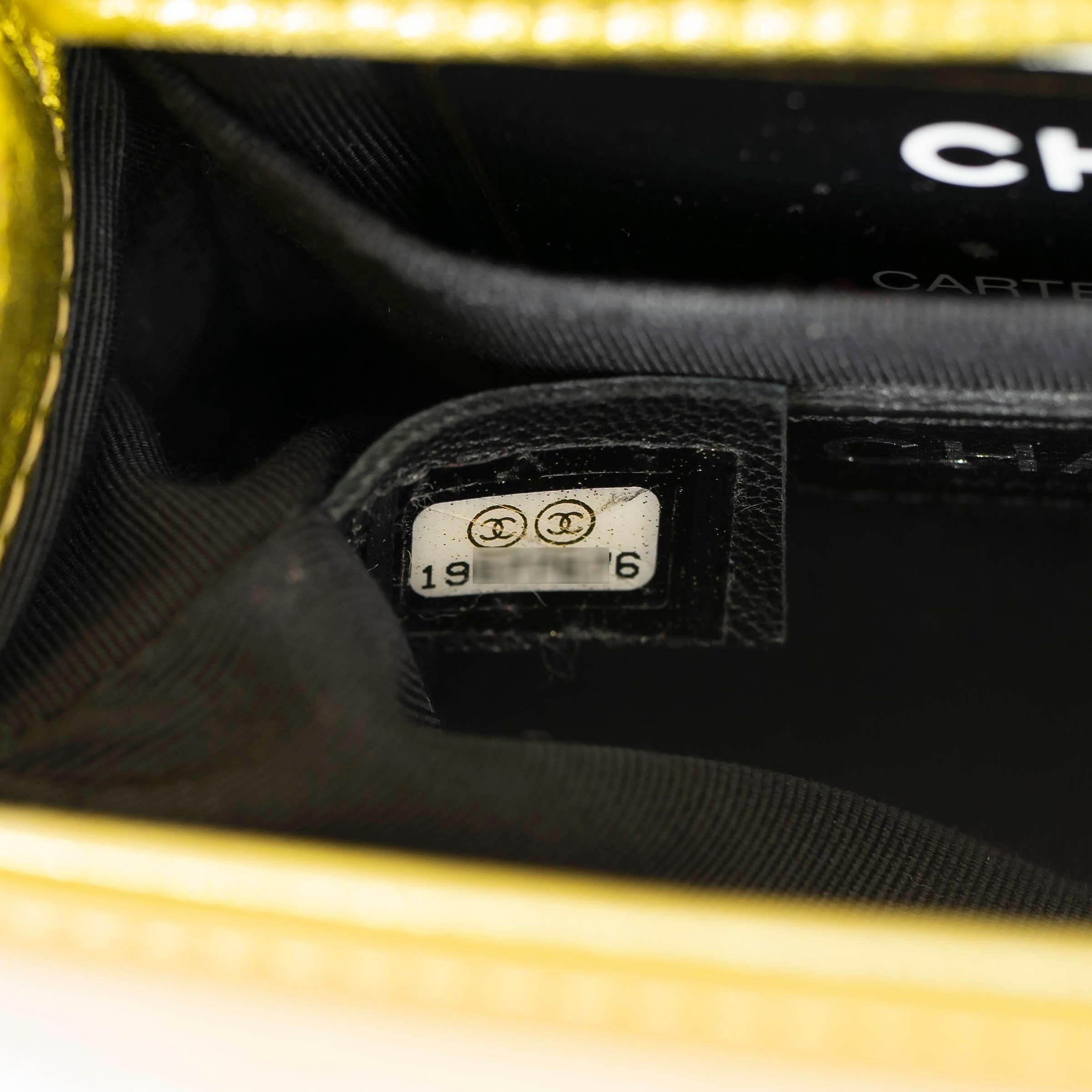 CHANEL metallic yellow patent leather 2014 14S MINI BOY Shoulder Bag For Sale 4