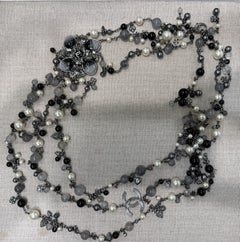 Chanel Métier d’Arts Paris-Byzance Metal Strass Black Gray Crystal Long Necklace