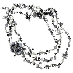 Chanel Métier d’Arts Paris-Byzance Metal Strass Black Gray Crystal Long Necklace
