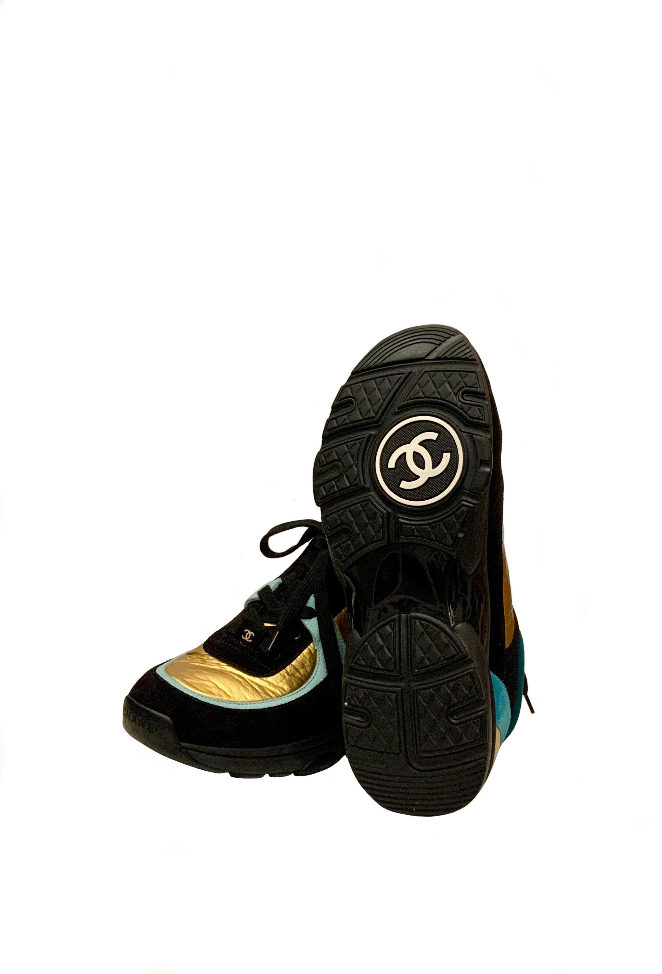 turquoise chanel sneakers