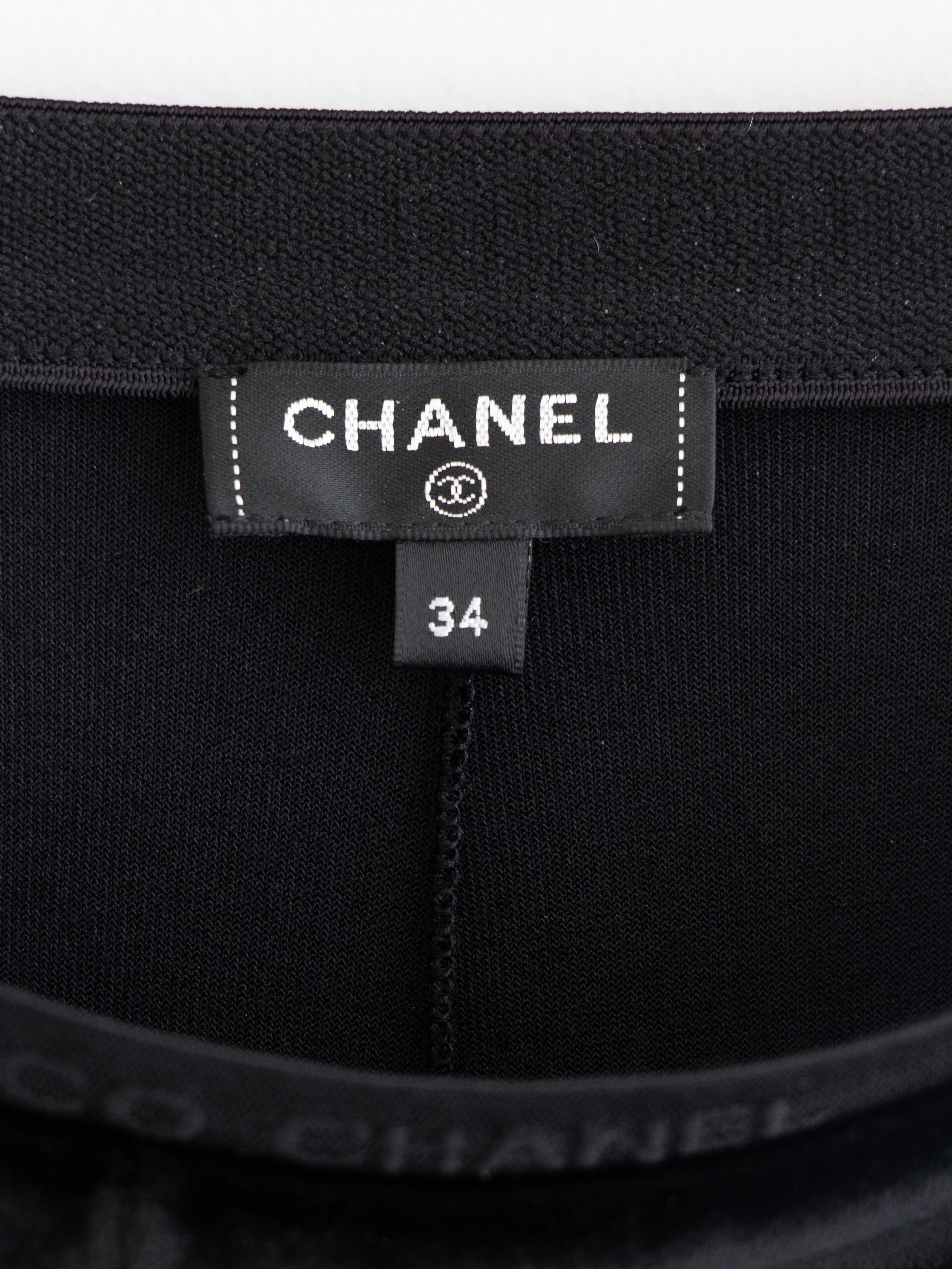 Chanel Metiers D'Art FW 2021 Black Velvet CC Bow 21A Leggings 6