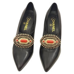 Chanel métiers d’art Paris Dallas 2014 runway faux Gripoix heels shoes