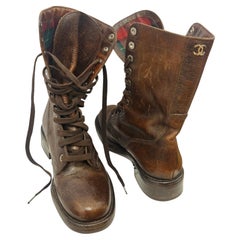 Chanel métiers d’art Paris Edinburgh 2013 leather lace up boots size 38.5