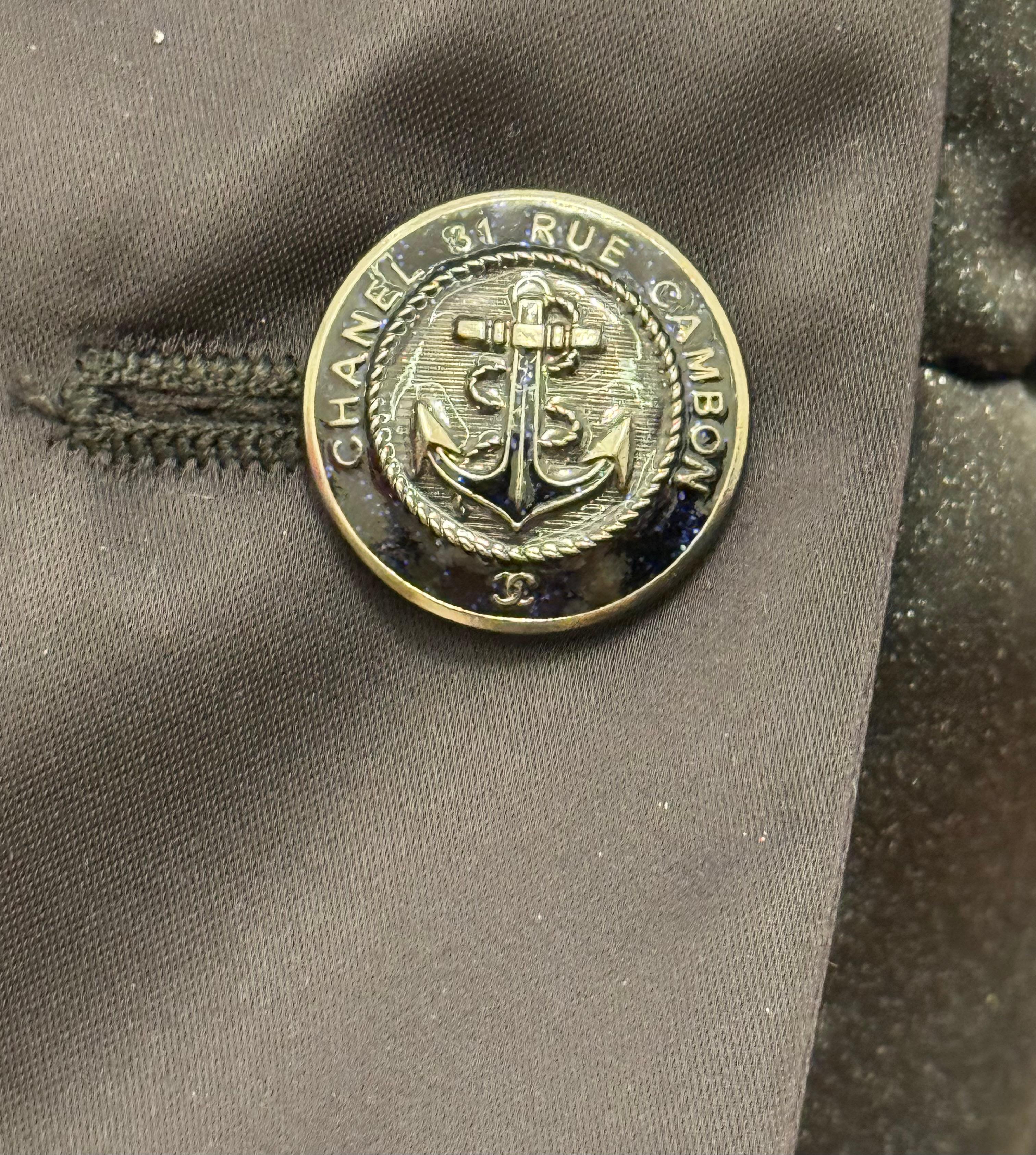Black Chanel métiers d’art Paris Hambourg pre fall 2018 puffer jacket anchor buttons For Sale