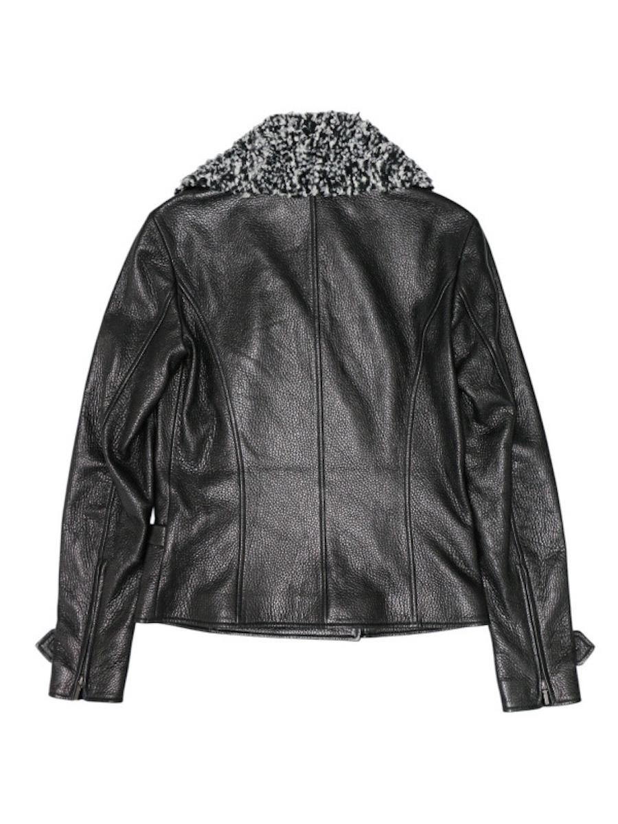 Nero Giacca in pelle Chanel Métiers d'art Paris-Rome 2015/2016 in vendita