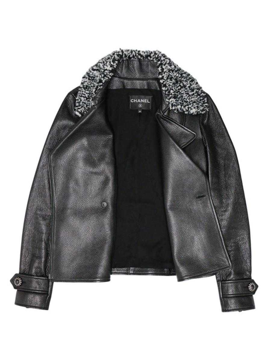 Giacca in pelle Chanel Métiers d'art Paris-Rome 2015/2016 in vendita 4