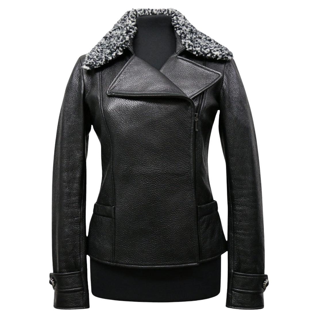 Giacca in pelle Chanel Métiers d
art Paris-Rome 2015/2016 in vendita