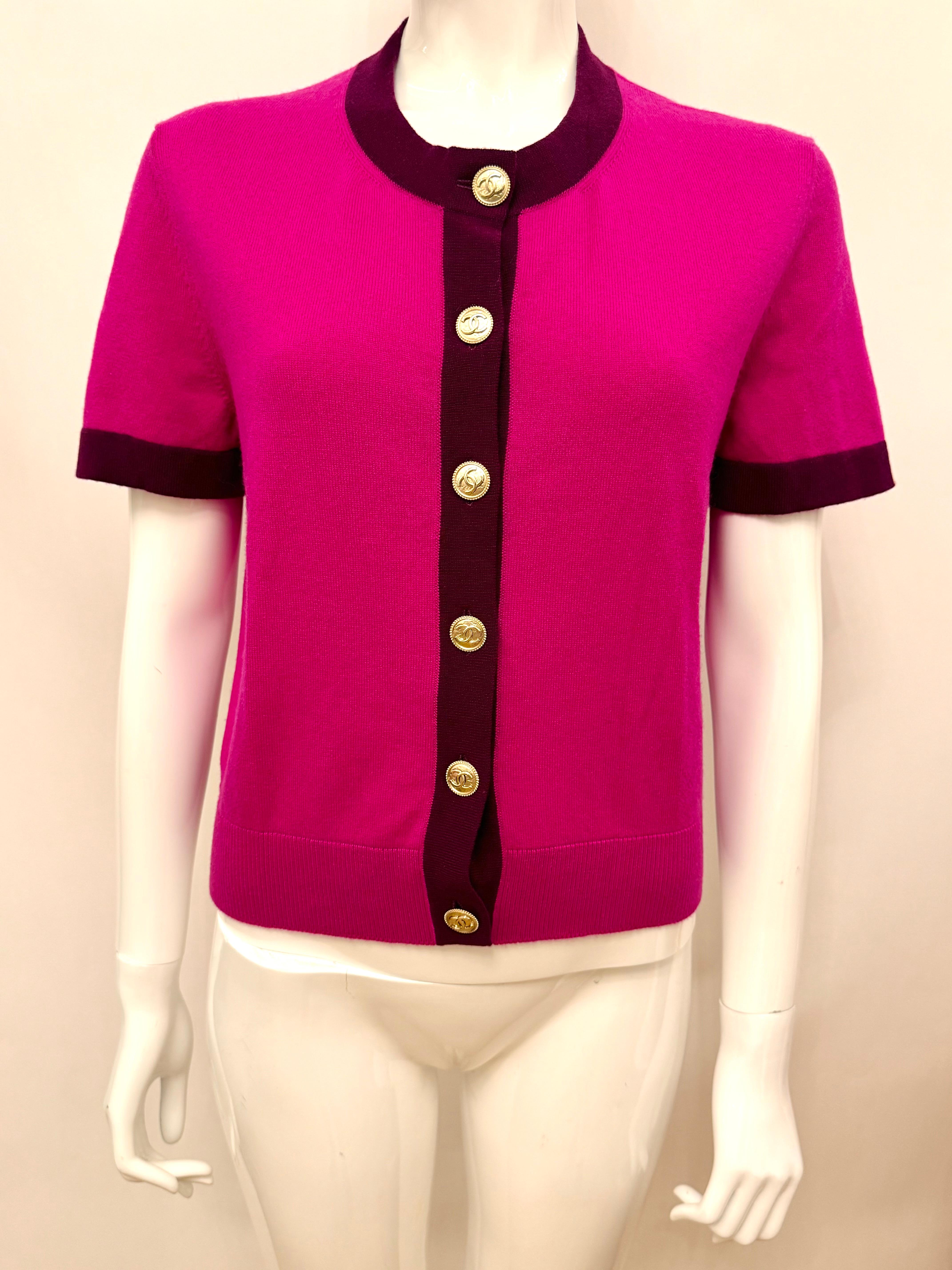 Chanel métiers d’art Pre Fall 2020 runway short sleeve cashmere cardigan In New Condition For Sale In PARIS, FR