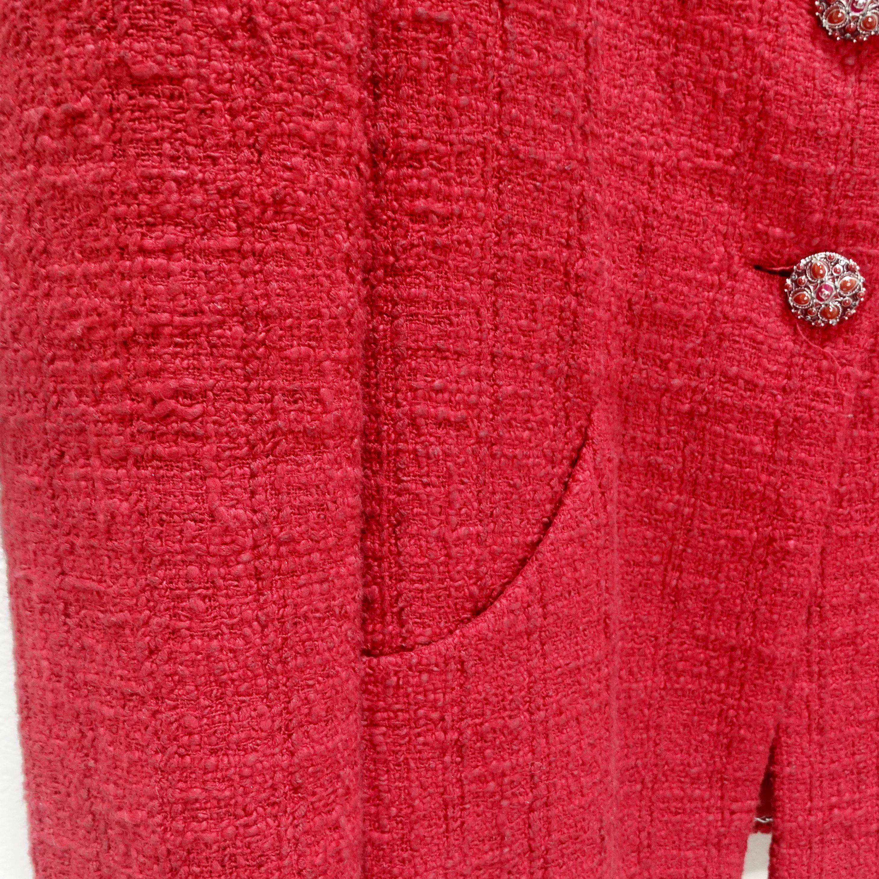 Chanel Métiers d'Art Red Tweed Jacket Blazer For Sale 3
