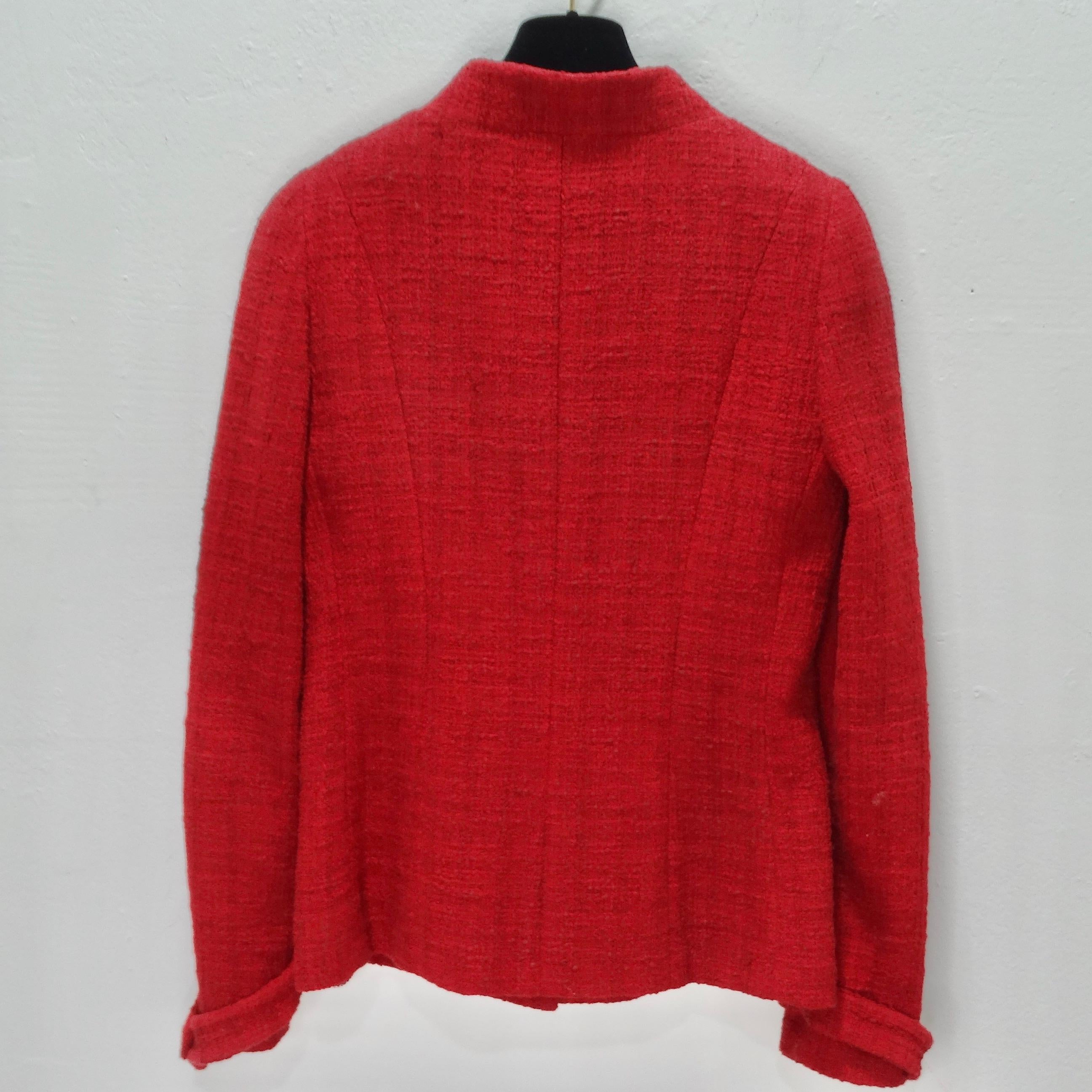 Chanel Métiers d'Art Red Tweed Jacket Blazer For Sale 4