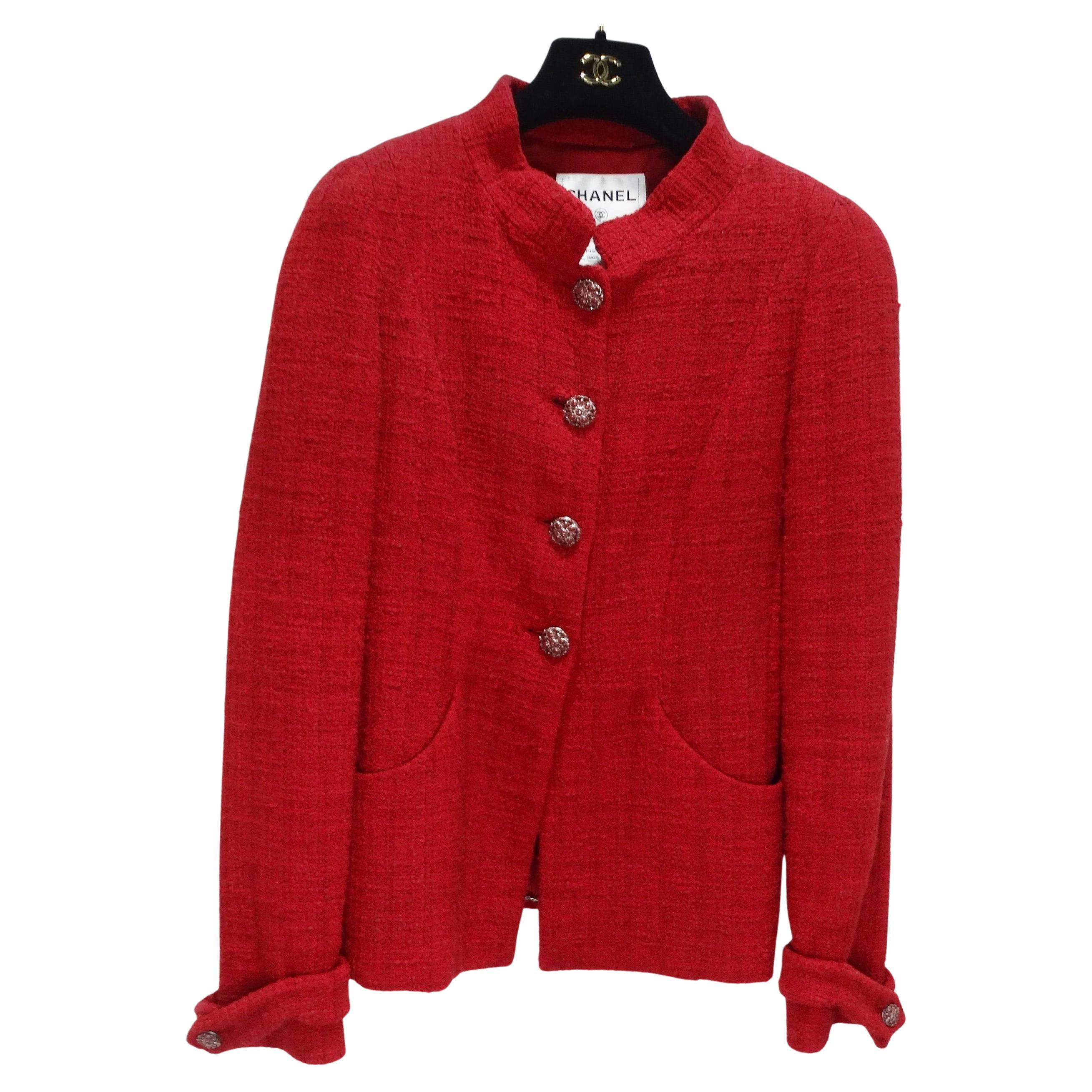 Chanel Métiers d'Art Red Tweed Jacket Blazer For Sale