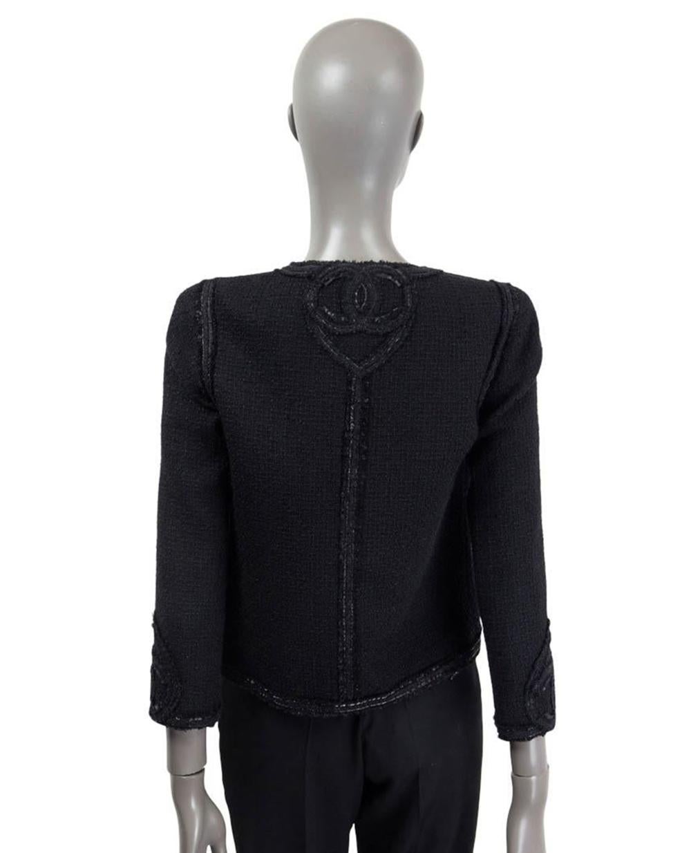 Chanel Miami CC Hearts Patches Black Tweed Jacket 4