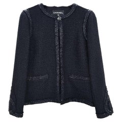 Chanel Miami CC Herze Patches Schwarze Tweed-Jacke