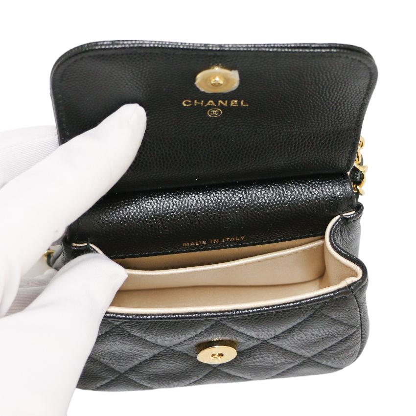 Women's or Men's Chanel Micro Bag Caviar Leather For Sale