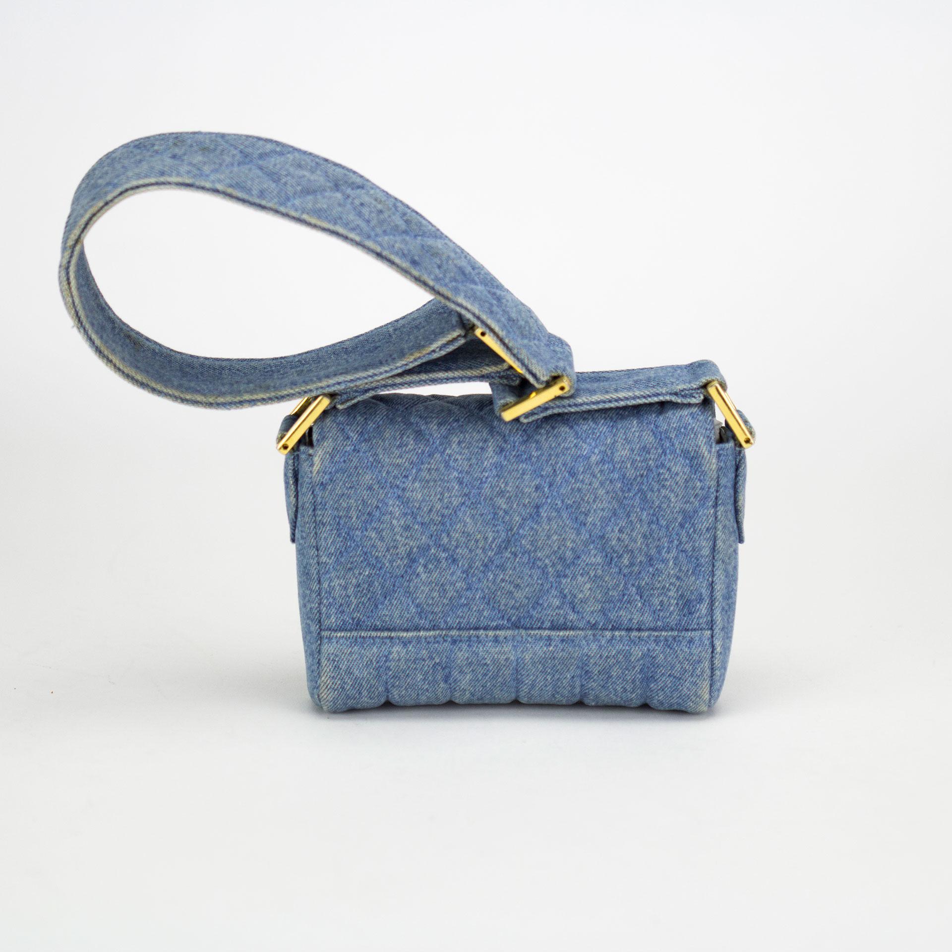 Chanel Micro Mini Blue Jean Denim Classic Flap Runway Bag For Sale 6