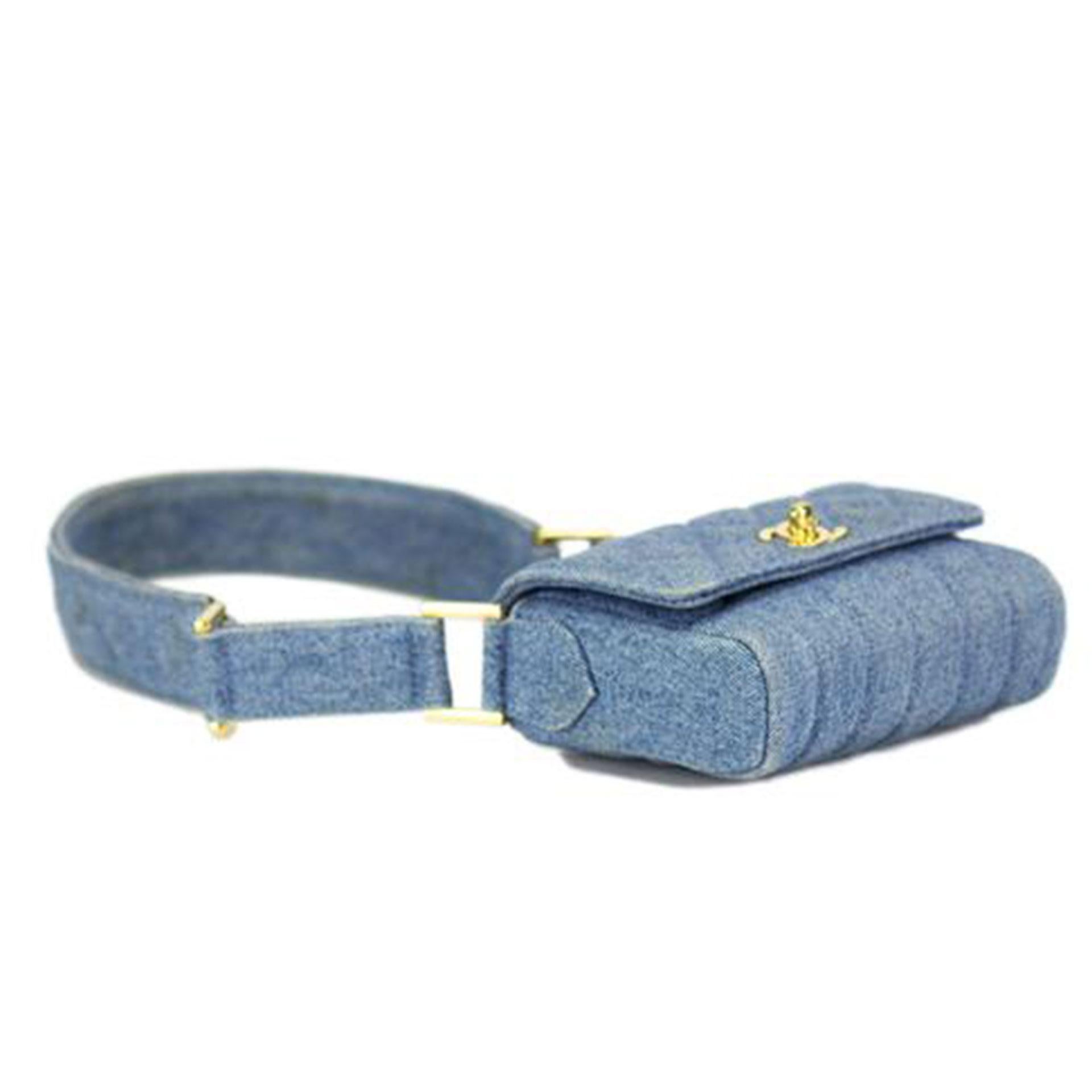 Chanel Micro Mini Blue Jean Denim Classic Flap Runway Bag For Sale 2