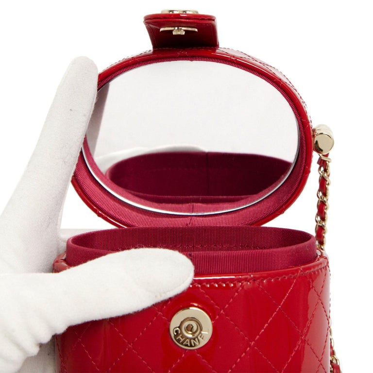 Chanel Micro Mini Red Quilted Patent Leather Jewelry Box Crossbody Bag ...