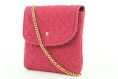 Chanel Micro Quilted Red Mini Classic Flap Chain Bag or Necklace 272ccs216