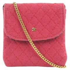 Vintage Chanel Micro Quilted Red Mini Classic Flap Chain Bag or Necklace 272ccs216 