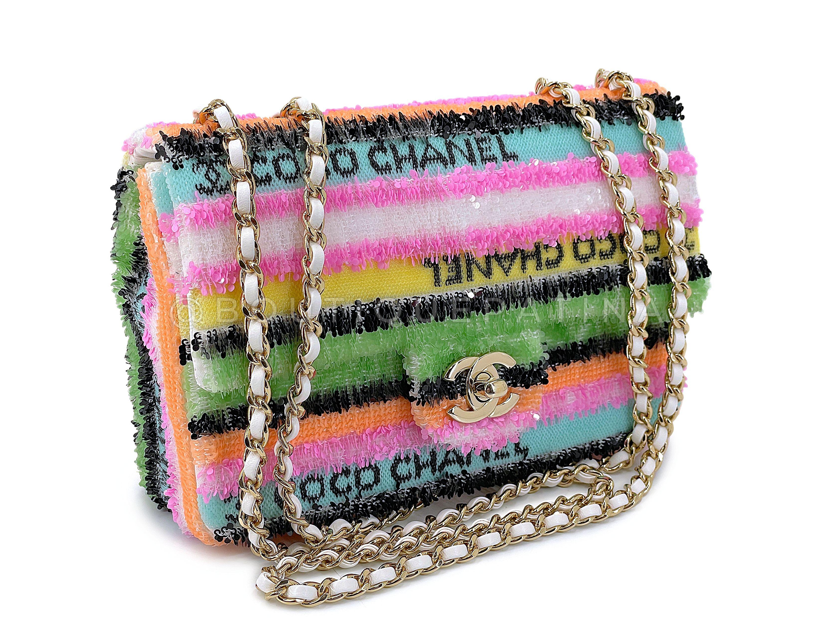 Store item: 67703
One of the most sought-after rectangular mini flaps from collectors recently has been this this Chanel Micro Rainbow Sequins Rectangular Mini Flap Bag GHW. 

For 20 years, Boutique Patina has specialized in sourcing and curating