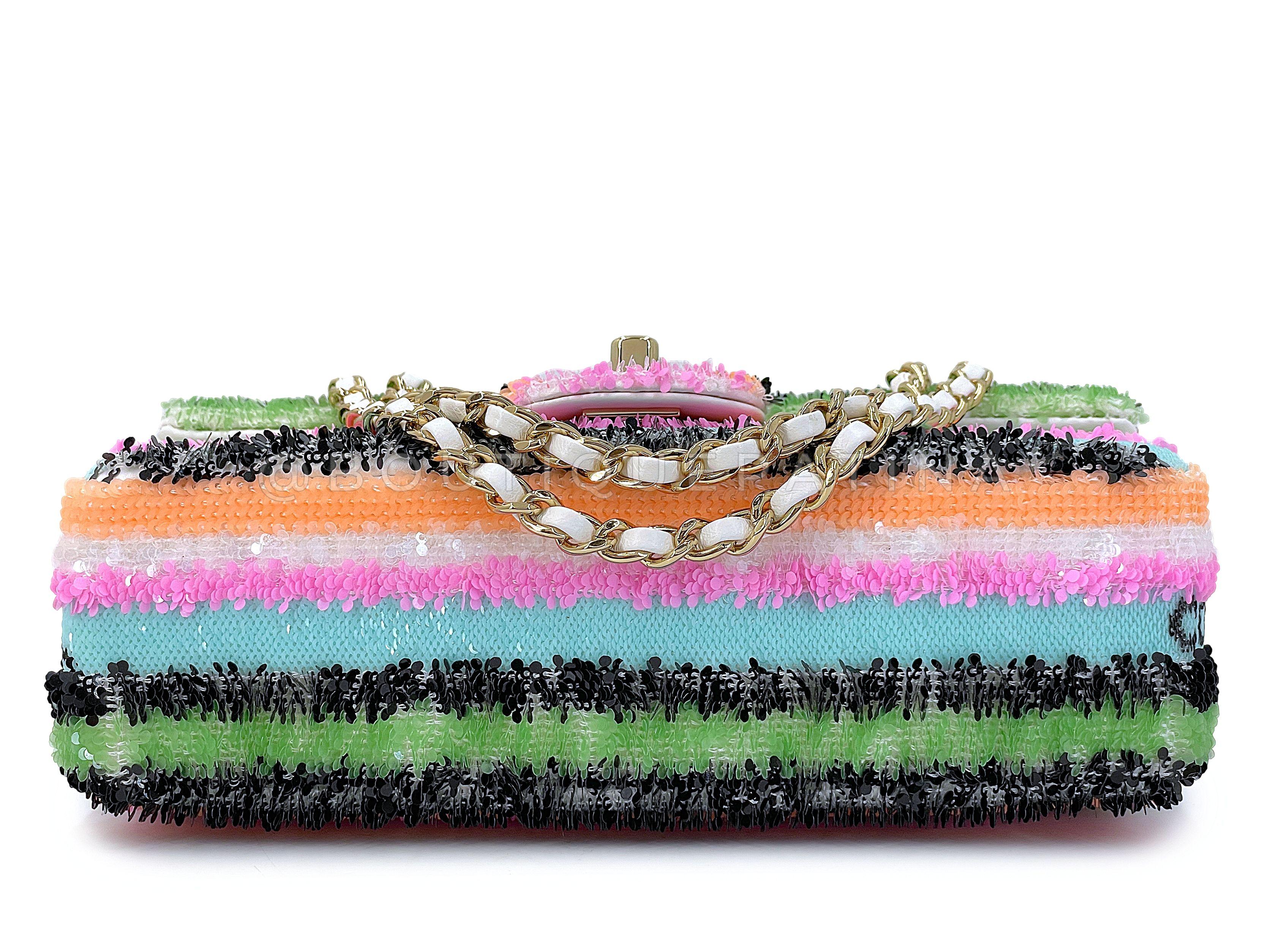 Chanel Micro Rainbow Sequins Rectangular Mini Flap Bag GHW 67703 2