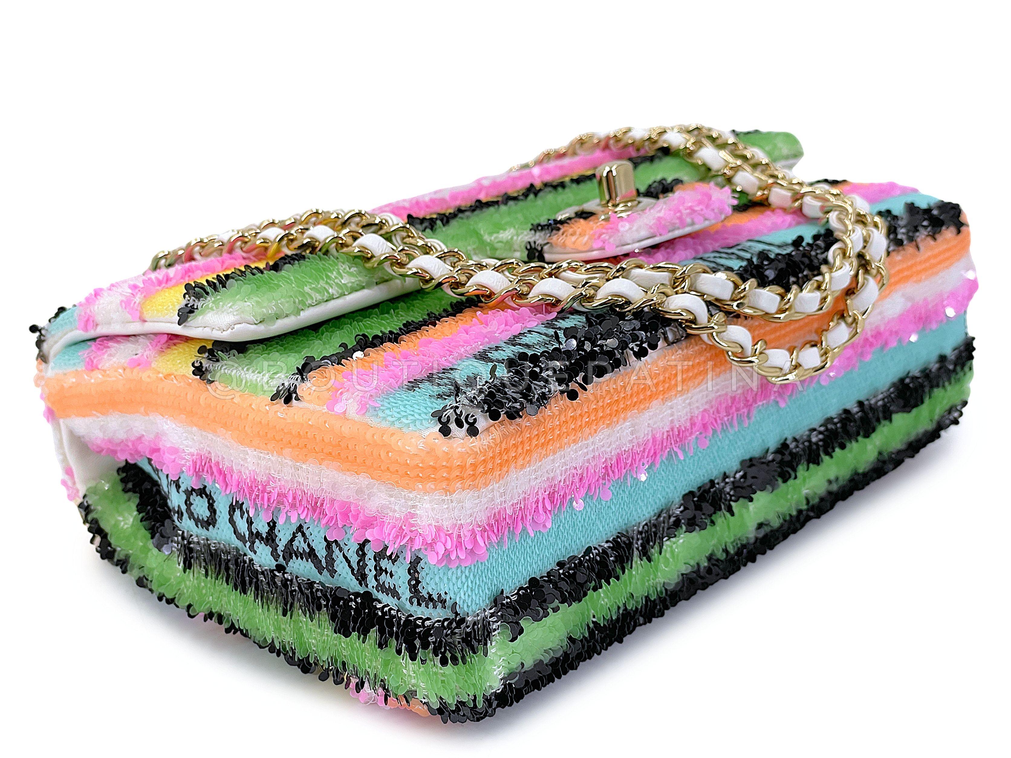 Chanel Micro Rainbow Sequins Rectangular Mini Flap Bag GHW 67703 3