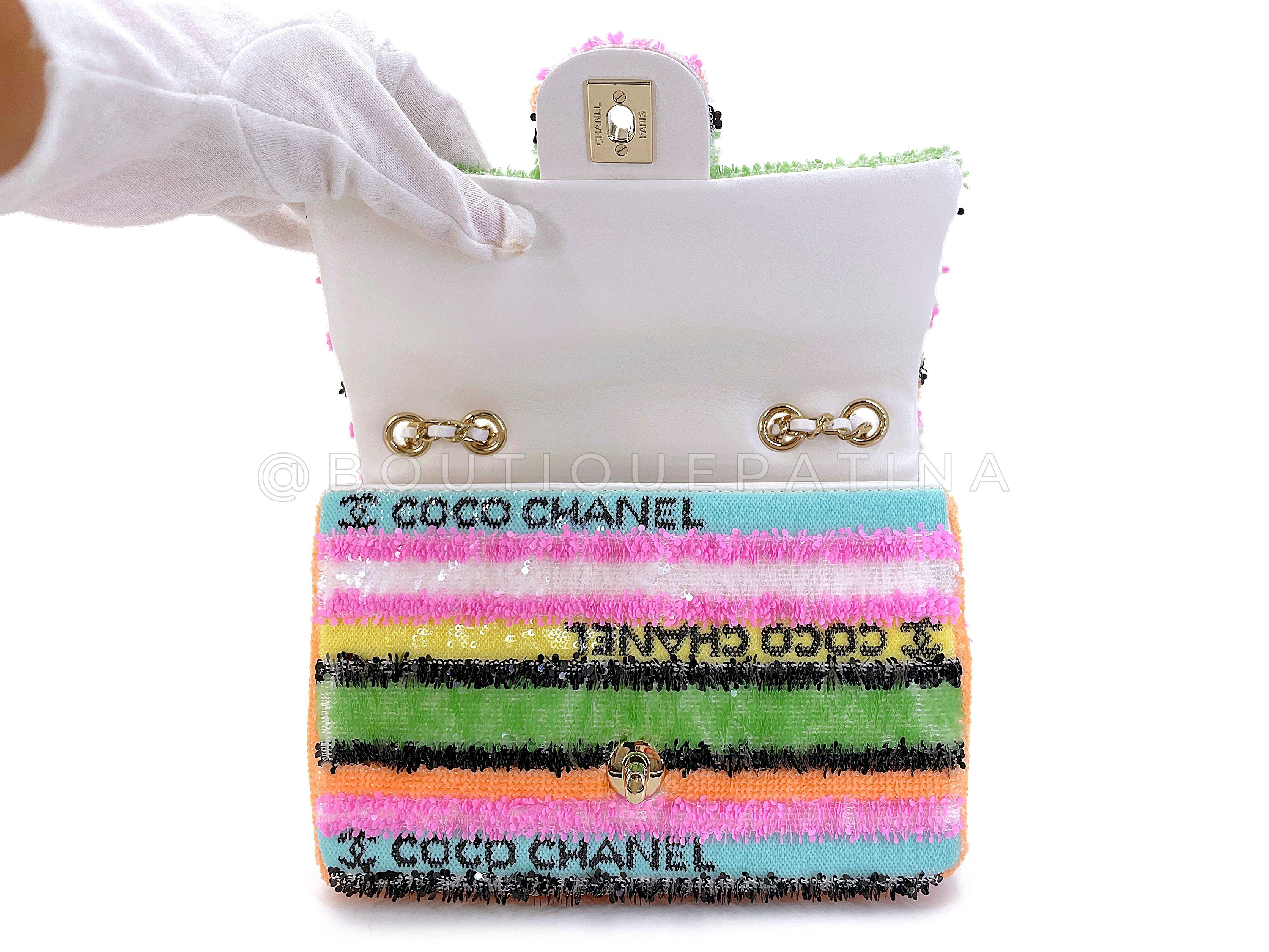 Chanel Micro Rainbow Sequins Rectangular Mini Flap Bag GHW 67703 5